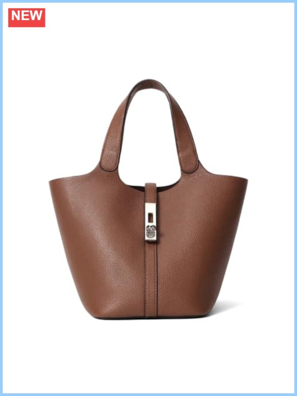 Vegan Leather Bucket Tote Bag with Removable Zipper Pouch Top Handle Handbag